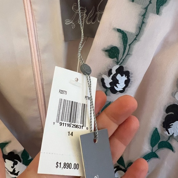 NWT $1890 Lela Rose Women's Pink Silk Floral V-Neck Sleeveless A-Line Dress, 14 - Picture 6 of 6